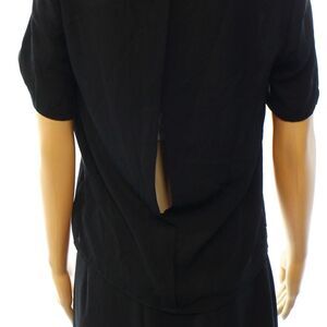 Tildon Black Split Back Tunic Top S